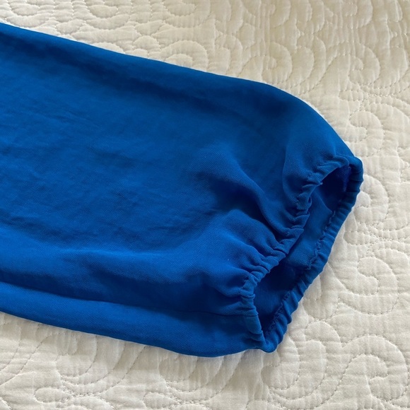 Liz Claiborne Blouse Size M 3/4 Sleeve Elasticized Waist Royal Blue Size M - Picture 5 of 8